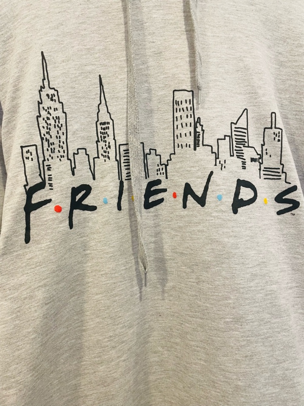 FRIENDS Vintage Retro Throwback Light Gray Hoodie with Skyline - Picture 3 of 6